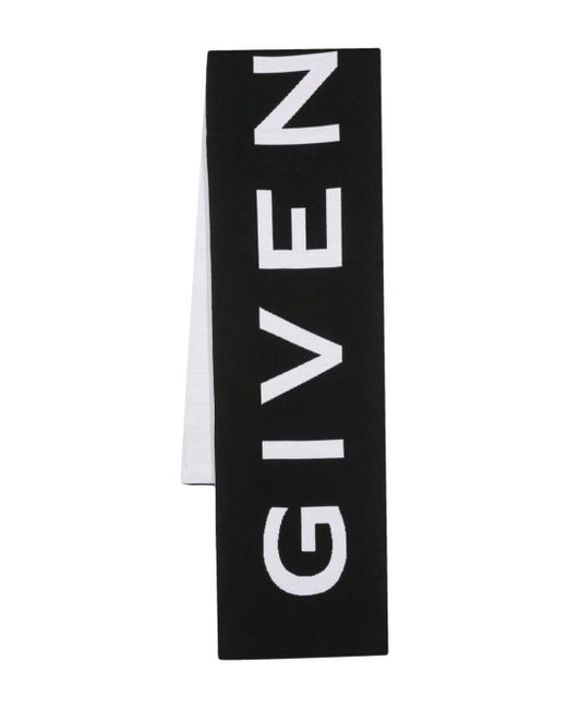 Givenchy Black Logo-jacquard Wool Scarf