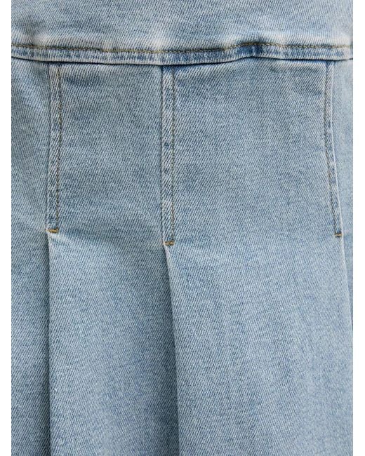 Morgan Blue Pleated Denim Mini Skirt
