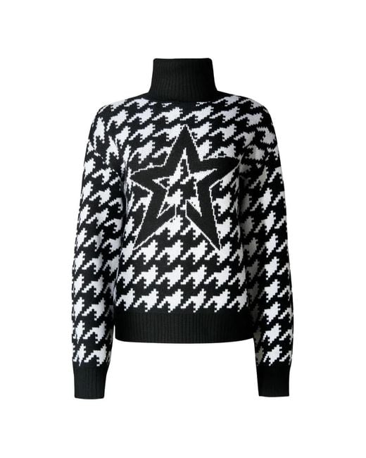 Perfect Moment Black Chunky Houndstooth Wool Sweater