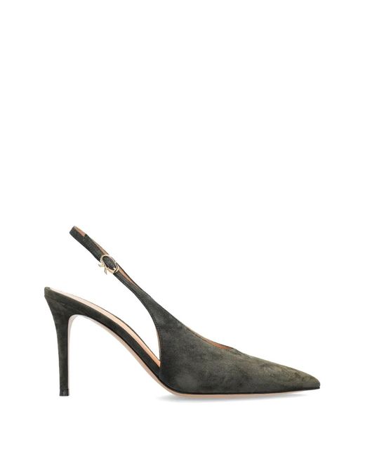 Gianvito Rossi Metallic Robbie Suede Slingback Pumps
