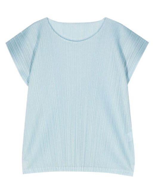 Blusa con efecto plisado Pleats Please Issey Miyake de color Blue
