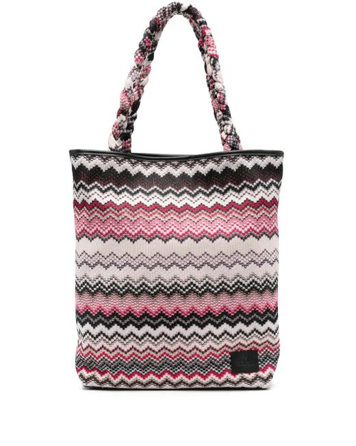 Borsa Tote Con Design A Zig Zag di Missoni in Pink
