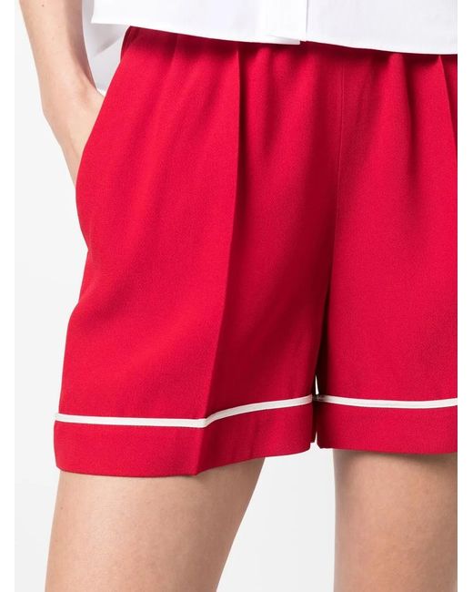 RED Valentino Red Contrast-Trim Crepe Shorts