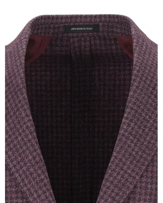 Al Duca D'aosta Purple Blazer Boutonné À Motif Pied-De-Poule for men