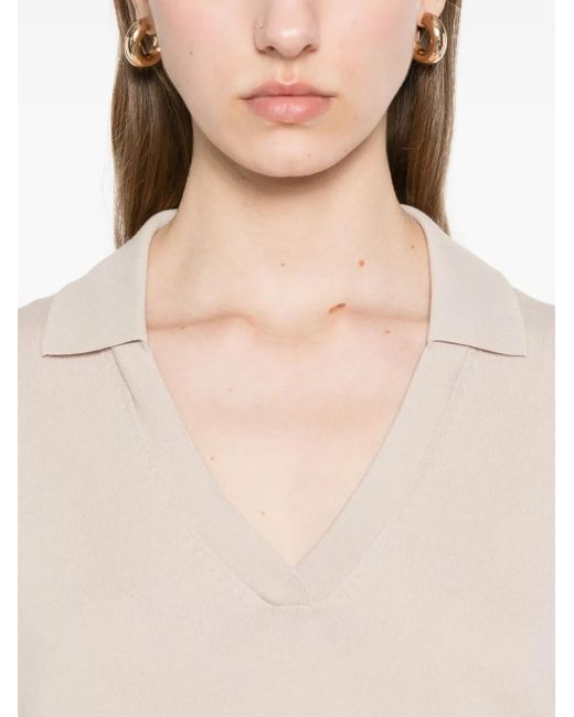 Top con cuello en V Gran Sasso de color White