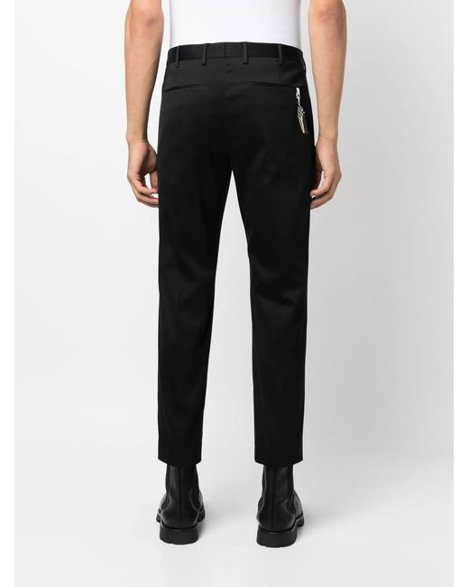 PT Torino Black Straight-Leg Cropped Trousers for men