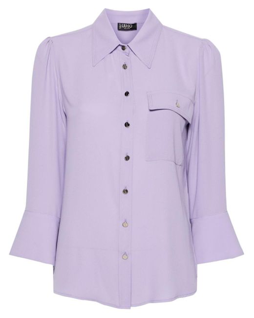 Liu Jo ポインテッドカラー セミシアーシャツ Purple