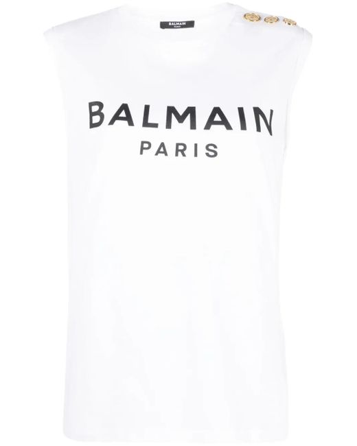 Balmain ロゴ タンクトップ White