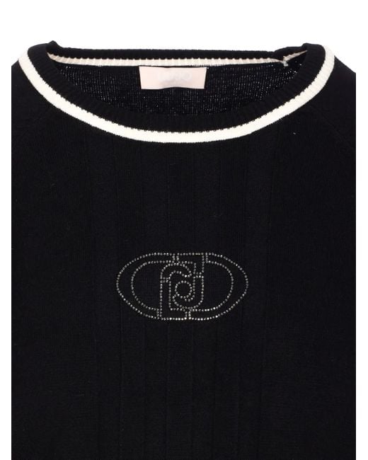 Liu Jo Blue Crystal-Embellished Crew-Neck Sweatshirt