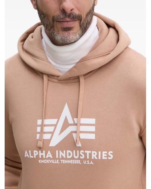 Alpha Industries Natural Logo-Print Drawstring Hoodie for men