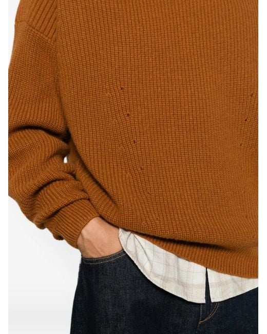 Isabel Marant Brown Ribbed-Knit Crew-Neck Sweater for men
