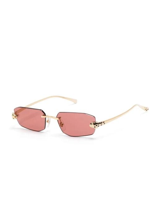 Cartier Pink Rectangle-Frame Sunglasses