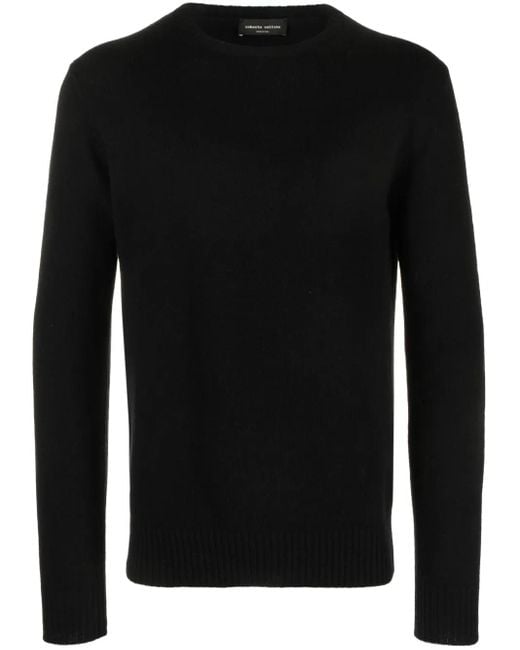 Roberto Collina Black Crew-Neck Merino-Cashmere Jumper for men