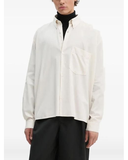 Won Hundred White Pocket Button Shirt for men