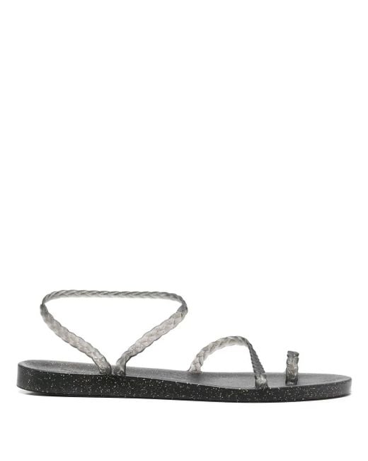 Ancient Greek Sandals White Glitter-Detailed Single-Toe Flip Flops