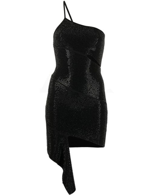 ANDREADAMO Black Rhinestone-Embellished Minidress