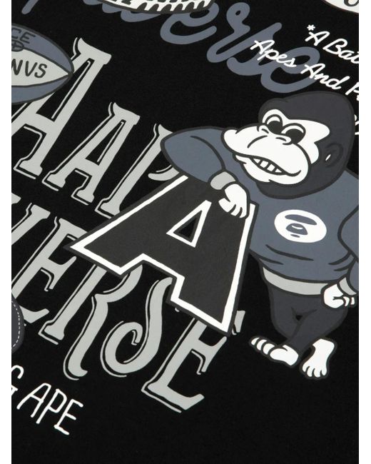 Aape By A Bathing Ape Black Ape University-Style T-Shirt for men