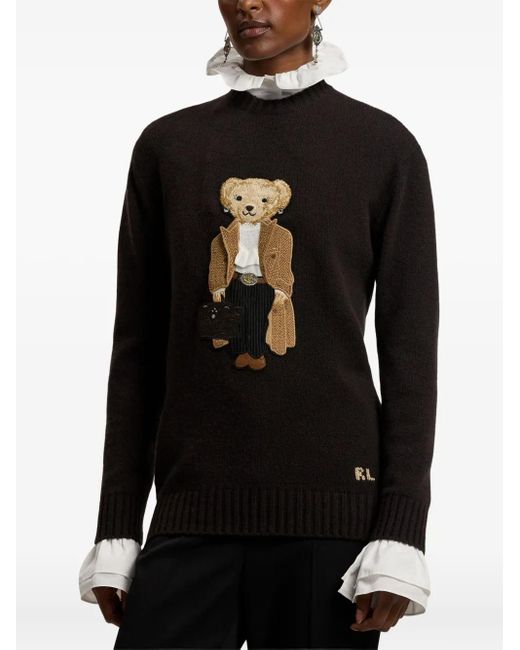 Ralph Lauren Black Polo Bear Cashmere Sweater