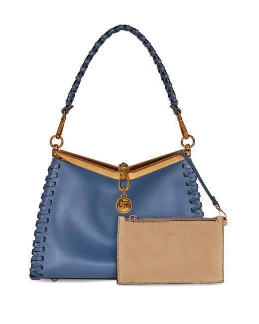 Etro Blue Light Vela Medium Bag With Thread Work