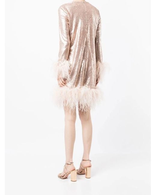 Gilda & Pearl Pink Seraphina Feather-Trim Midi Dress