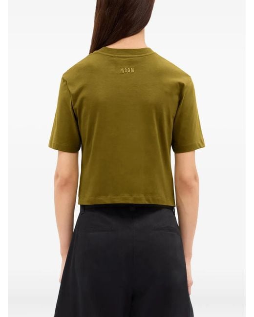 MSGM Green Zip-Detail T-Shirt
