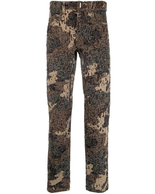 Givenchy Gray Camouflage-Print Straight-Leg Trousers for men
