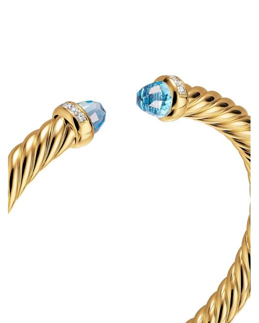 David Yurman Metallic 18K Topaz Diamond Cablespira Flex Bracelet