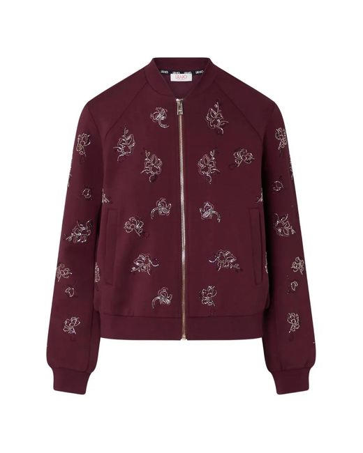 Liu Jo Purple Sweatshirt With Jewel Embroidery