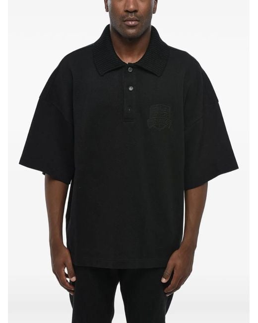 DSquared² Black Embroidered Loose-Fit Polo Shirt for men