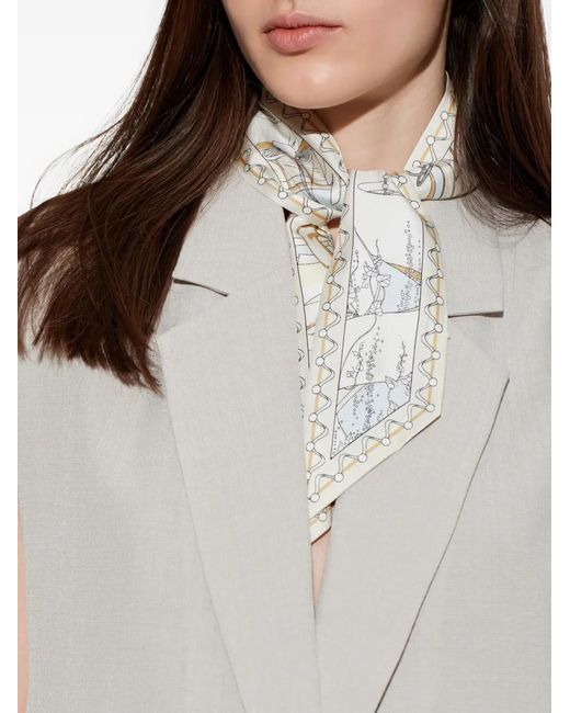 Tory Burch White Graphic-Print Silk Scarf