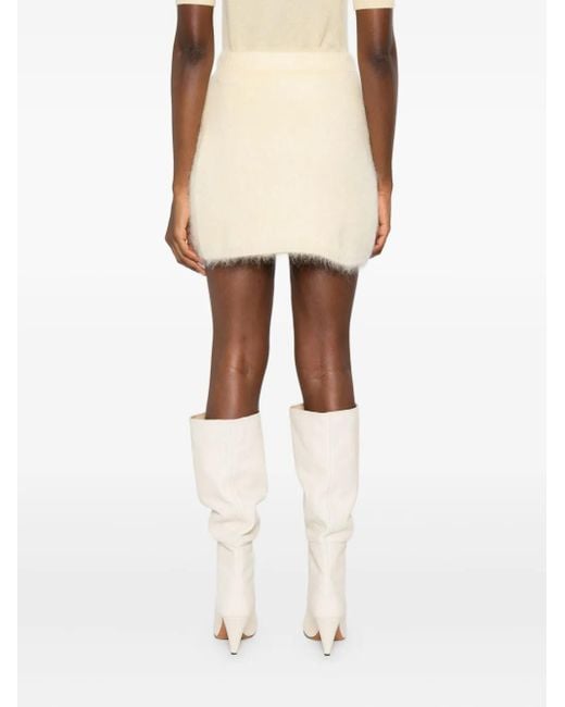 Alessandra Rich Natural Embellished Wrap Mini Skirt