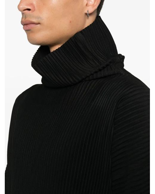 Homme Plissé Issey Miyake Black Roll-Neck T-Shirt for men