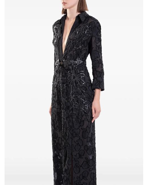 Saiid Kobeisy Black Textured Maxi Dress