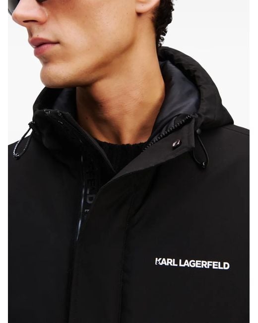 Karl Lagerfeld Black Ultra Lightweight Hooded Parka for men