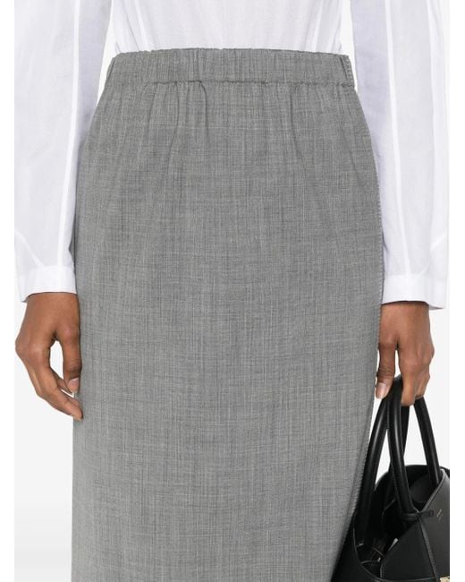 Fabiana Filippi Gray Decorative-Stitching Chambray Skirt