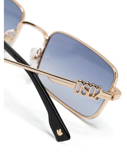 DSquared² Blue Engrave-Logo Rectangle-Frame Sunglasses for men