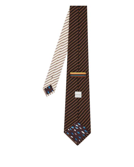 Paul Smith White Striped Tie for men