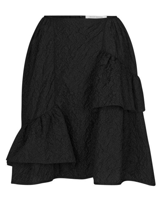 CECILIE BAHNSEN Black Vanilla Matelassé-effect Midi Skirt