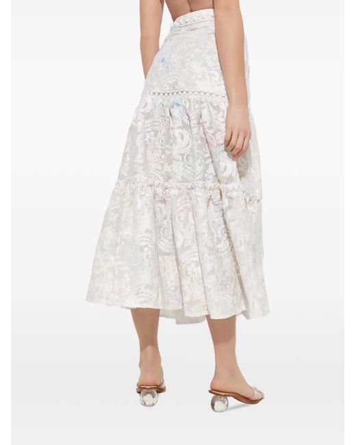 Ixiah White Affliction Floral Ruffled-Detail Maxi Skirt