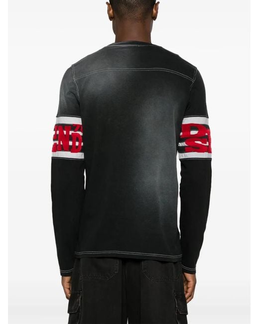 DIESEL Black Ju Long Sleeves T-shirt Clothing for men