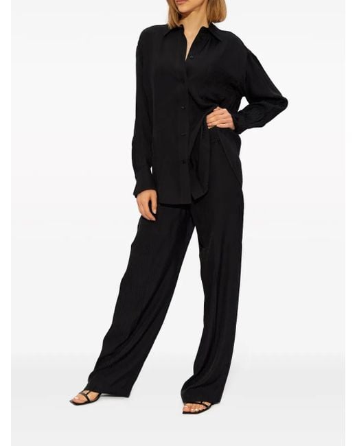 Victoria Beckham Black Monogram-Pattern Button-Down Shirt