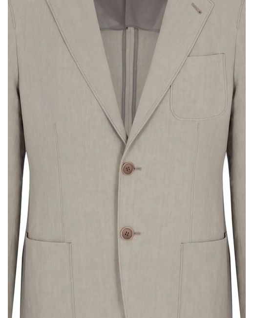 Giorgio Armani Gray Single-Breasted Linen Blazer for men