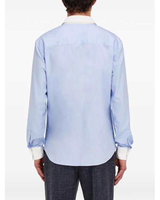 Ferragamo Blue Oxford Shirt for men