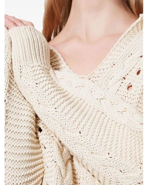Twinset Natural Cable-Knit Hoodie
