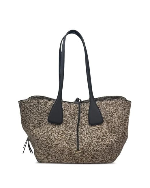 Borsa A Spalla Con Doppio Manico di Borbonese in Natural