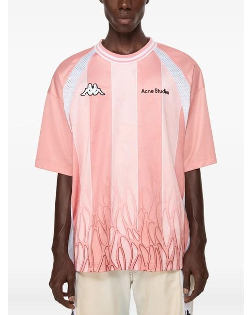Acne Studios X Kappa Logo T-Shirt in Pink | Lyst