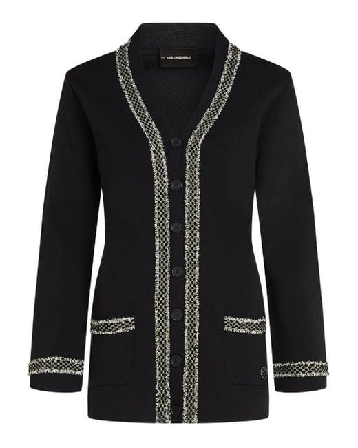 Karl Lagerfeld Black Boucle Cardigan