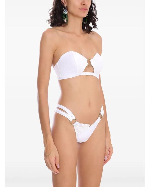 Amir Slama White X Jade Picon Ring-Detail Bikini Set