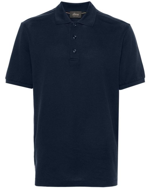 Brioni Blue Cotton Piqué Polo Shirt for men