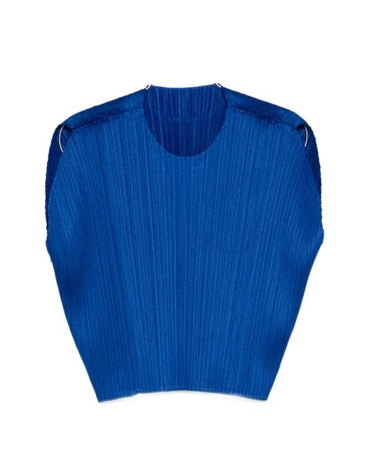 Pleats Please Issey Miyake Blue Pleated Blouse